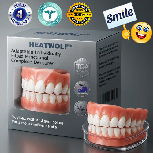 ✅ Made and Shipped from the Australia | HEATWOLF® Adaptable Custom-Fit Functional Complete Dentures